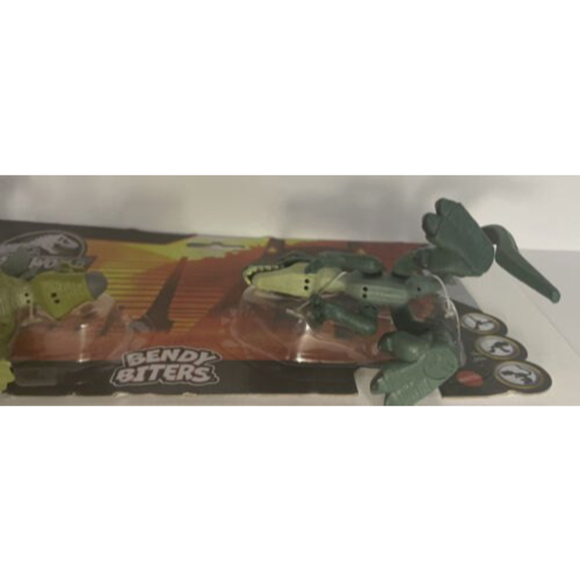 Jurassic World Bendy Biters Figures, Dinosaur 2-Pack, Stegosaurus, Velociraptor - Picture 5 of 12